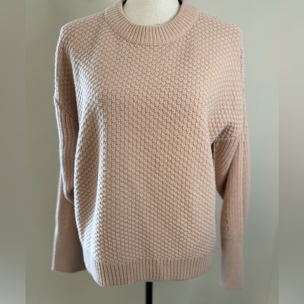 TOPSHOP pinkish tan sweater checkered ribbed knit SZ 4